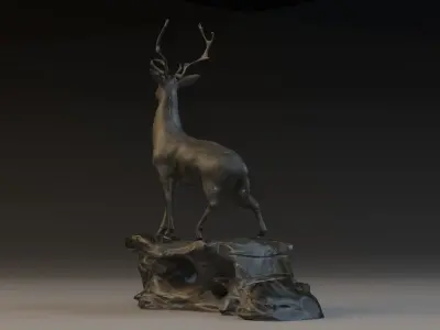 Antelope Statue antelopes bronze deer animal  3D model