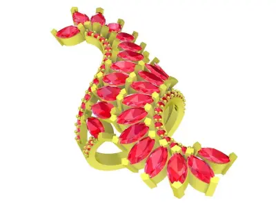 Luxury Snake Ruby and Emerald Diamond Ring for Women 4203 3D print model