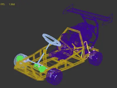 Engine-powered go-kart 3D model