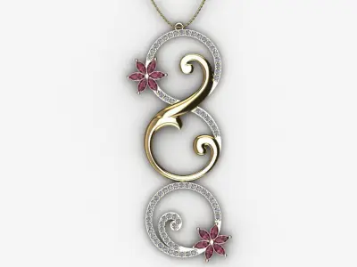 flora pendant  with marquise flower 3D print model