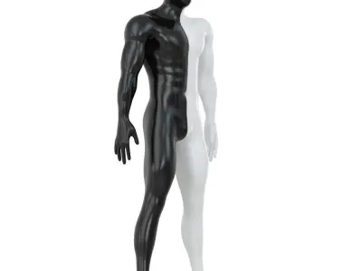 Male abstract mannequin white with black color 89 3D model
