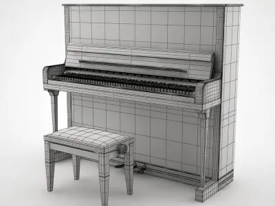 Piano with stool 3D model