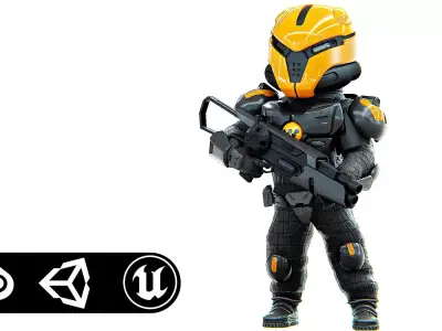 CYBER SOLDIER XC-500 Rigged for Unreal Engine - Unity - MIXAMO 3D model