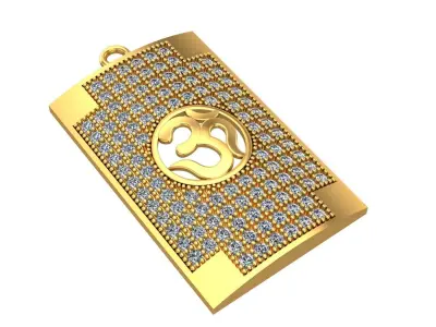 088 - Gents Om Pendant with Micro setting 3D print model