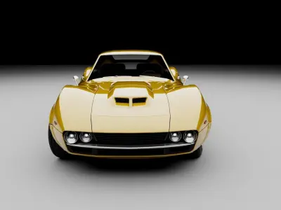 70s muscle-sports coupe Low-poly 3D model