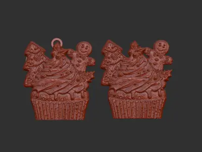 christmas tree cup cake decor  3D print model