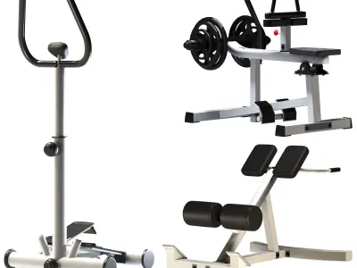 Gym Equipment Low-poly 3D model