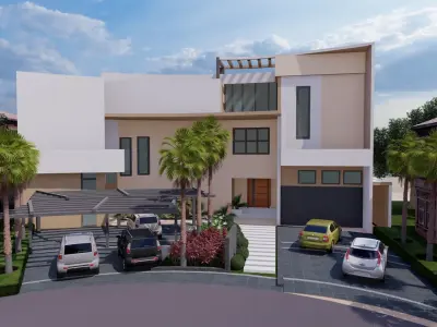 Beach Villa Landscape Design with Swimming pool 3D model