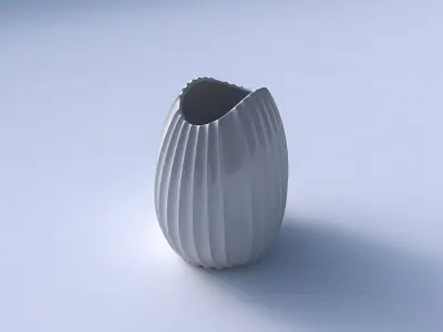 Bowl compressed with extruded vertical lines 3D print model