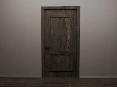 Animated Wooden Door Low-poly 3D model