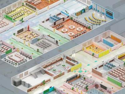 School Low-poly 3D model