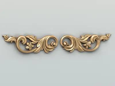 Carved decor horizontal 029 3D model