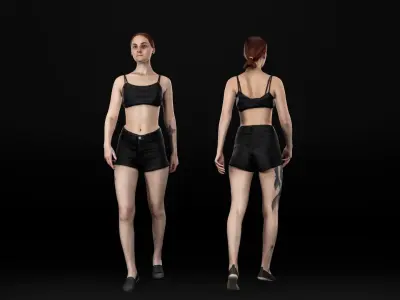 Sporty woman walking 48 Low-poly 3D model