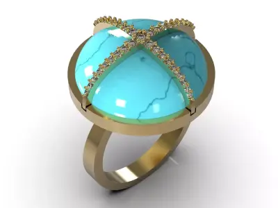 Gemstone luxury stl 3d printable jewelry ring model jr00303 3D print model