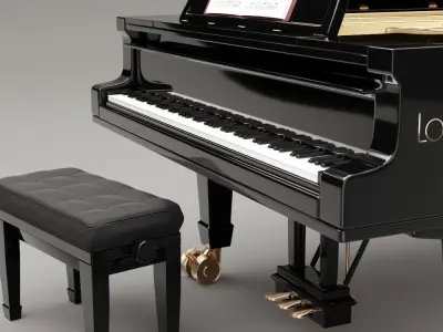 Grand Piano full detailed with Rig 3D model
