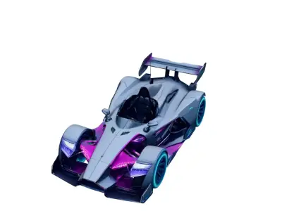 Futuristic Neon Race Prototype High Speed Concept Racing Vehicle 3D model