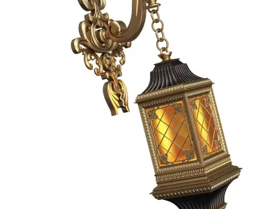 Classic Street Wall  Light 0104 Low-poly 3D model