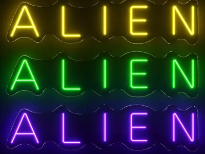 Alien Neon Sign 3D model