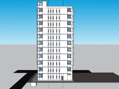 Office building with glass facade on elevation 3D model
