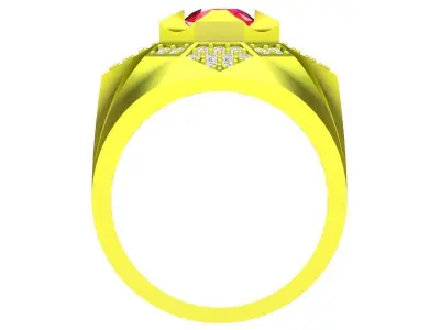 Luxury Geometric Ruby Pave Signet Ring for Men 4320 3D print model