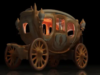 Chinese ancient carriage figure Low-poly 3D model