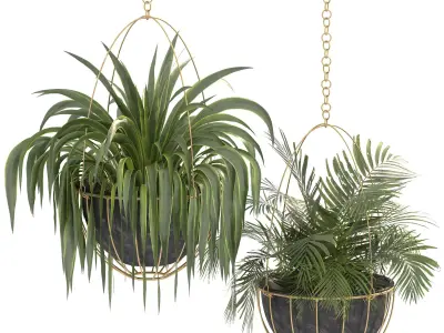Metal Hanging Plants 05 3D model