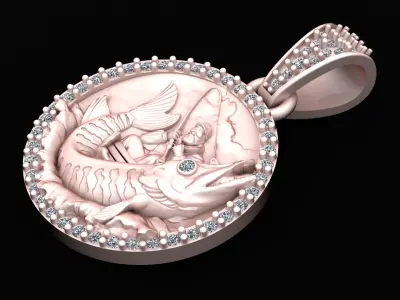 FISHING COIN PENDANT 3D PRINTABLE MODEL  3D print model