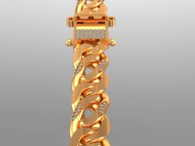 cuban chain diamond gold silver k001 new Stl 3D model