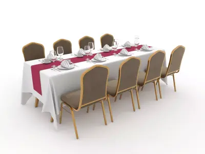 Banquet Table and Chair 75 3D model