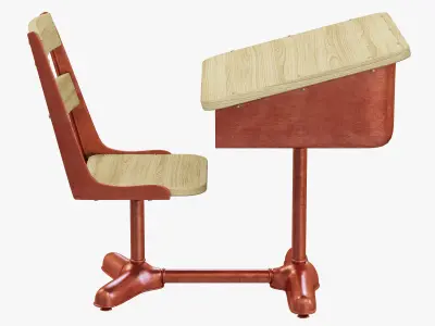 Restoration Hardware Vintage Schoolhouse Desk and Chair 3D model