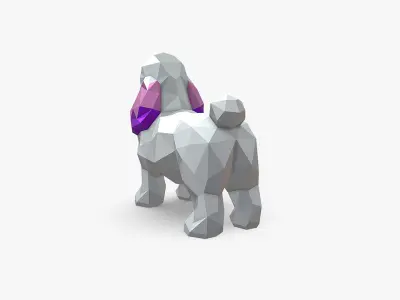 mini poodle low poly 3D print model