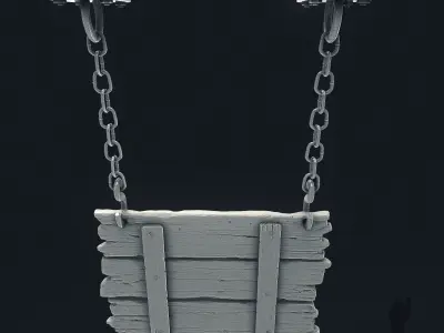 3-Tier Hanging Wooden Sign  3D model