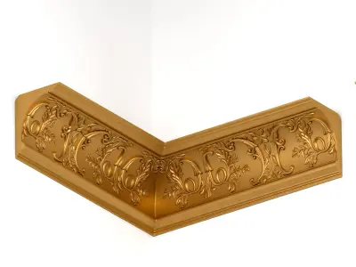 cornice 3D model gold ornate corner molding 3D model