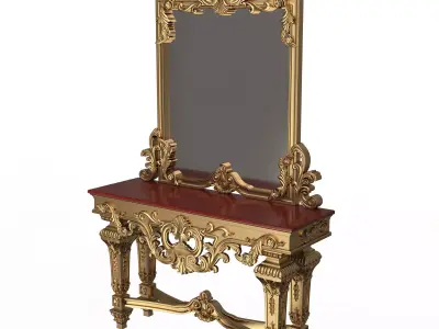 Classic Console Table with Mirror 01 Low-poly 3D model