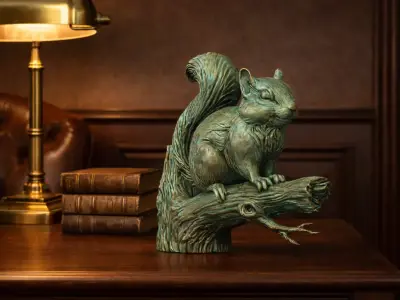 Arboris Squirrel  Aged Verdigris Bronze Sculpture 3D print model