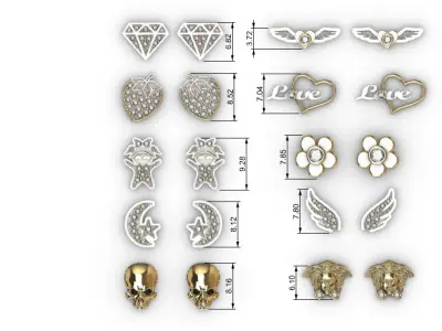 Aretes -Topitos para dama paquete de 10 -v- 3D print model