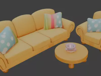 Cartoon sofa set 3D model