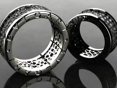 BULGARI B Zero 1 Rings With Gems - 2 Sizes BVLGARI  3D print model