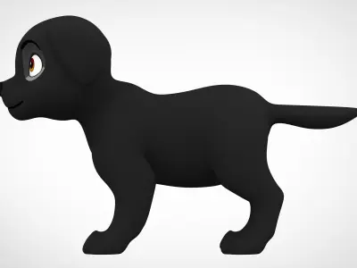 Black Labrador Low-poly 3D model