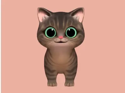 Cartoon Moggie Low-poly 3D model