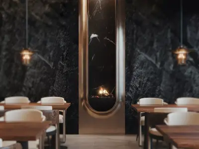 Luxury Fine Dining Restaurant with Round Banquet Table 3D model