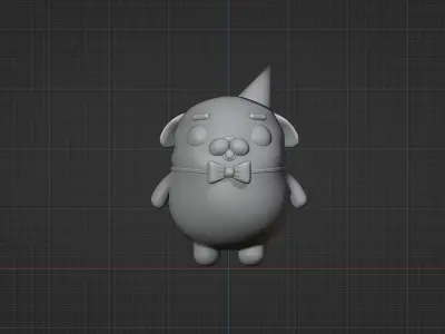 Cute Dog 3D model for game printing etc Low-poly 3D model