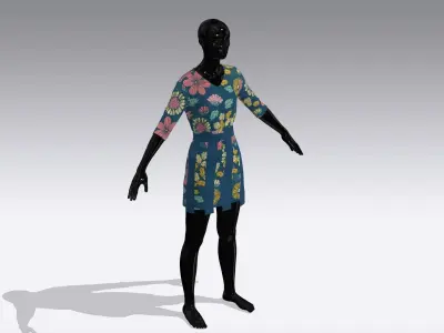Female Cloth Dress Low-poly 3D model