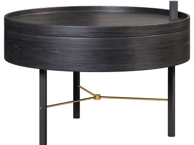 Modern Round Wood Rotating Tray Coffee Table By Homaryt 3D model