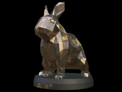 Steampunk Rabbit Pose Low-poly 3D model