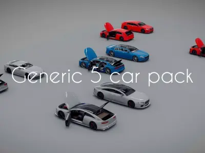 Generic low poly 5 car pack volume 2 Low-poly 3D model