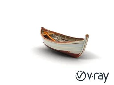 Rustic Rowboat with Oars model pack Low-poly 3D model