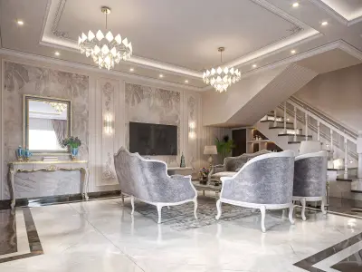classic luxury livingroom house interior design 3d 3D model