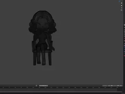 Cute Cartoon Girl Sitting on Chair Sculpture 3D print model