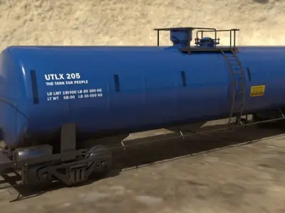 Railway Tank Car - Railroad - Train Tank Wagon Low-poly 3D model Low-poly 3D model